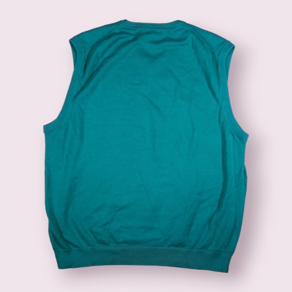 Paul Frederick Mens Silk, Cotton, Cashmere Green Blend Sweater Vest Size L - Picture 7 of 7
